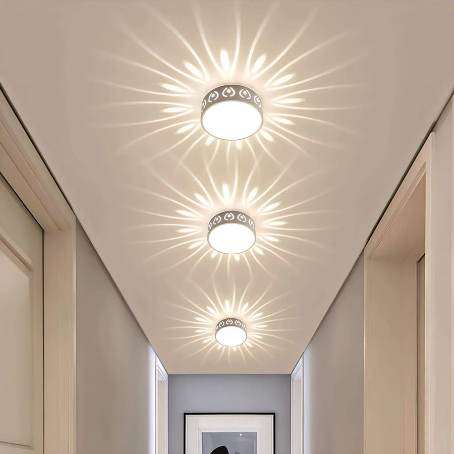 Sunburst flush ceiling light, warm white