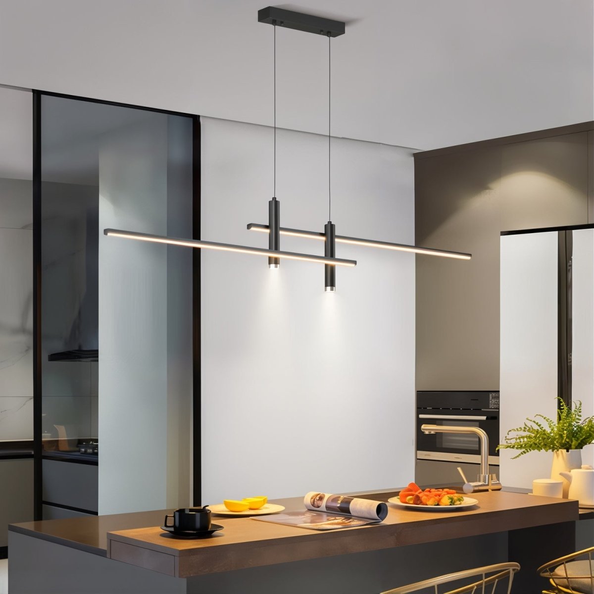 Linear LED pendant light detail