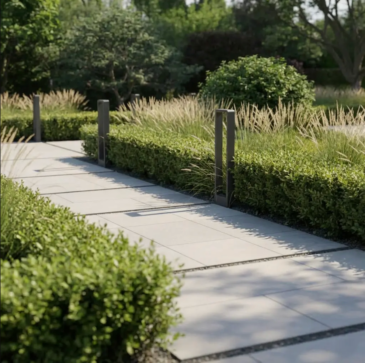 LED garden bollard lights in daylight