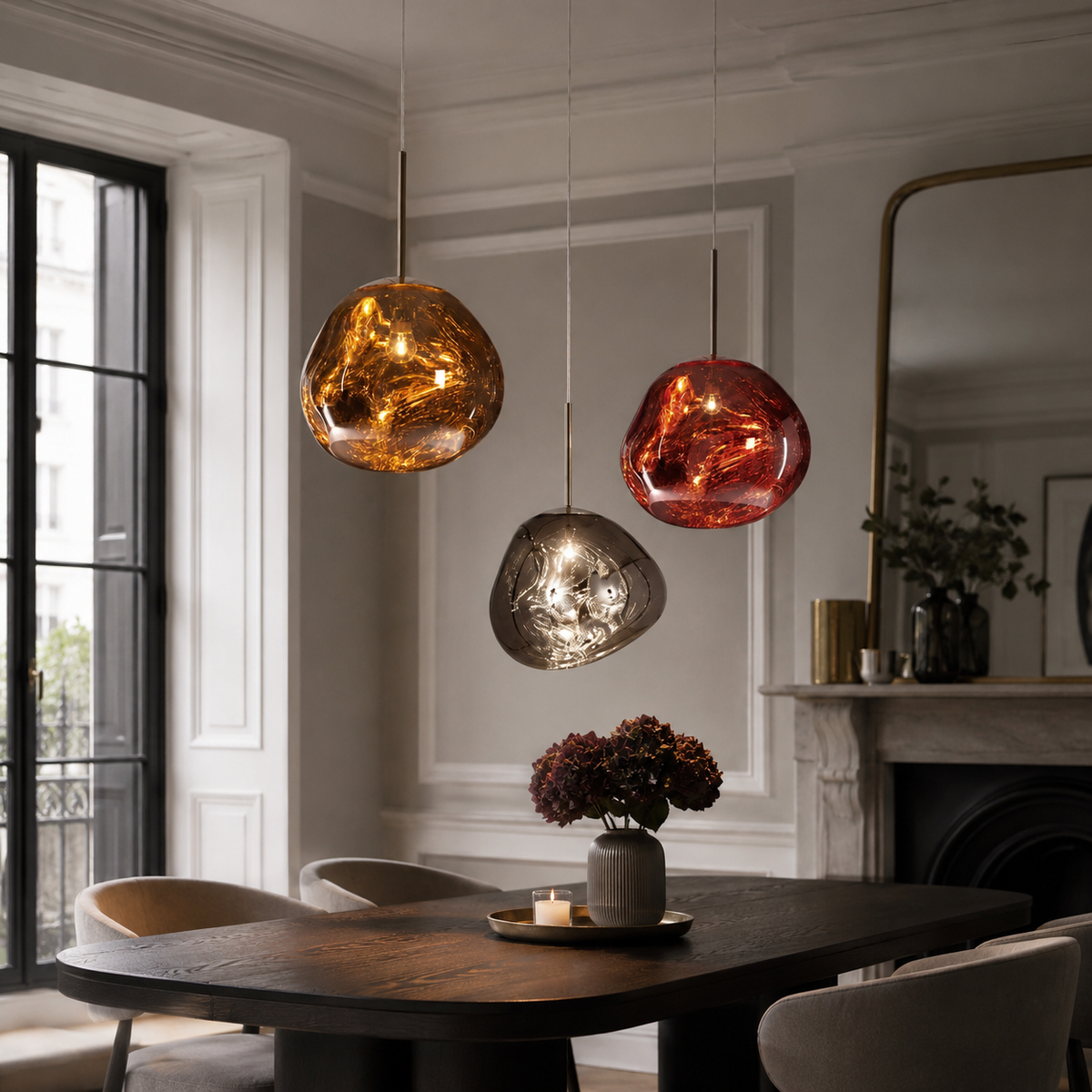 Melt pendant light in a bedroom