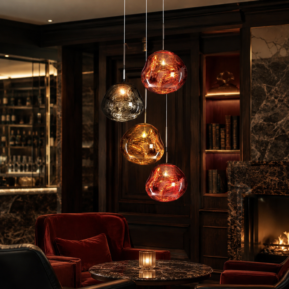 Melt pendant light above a table