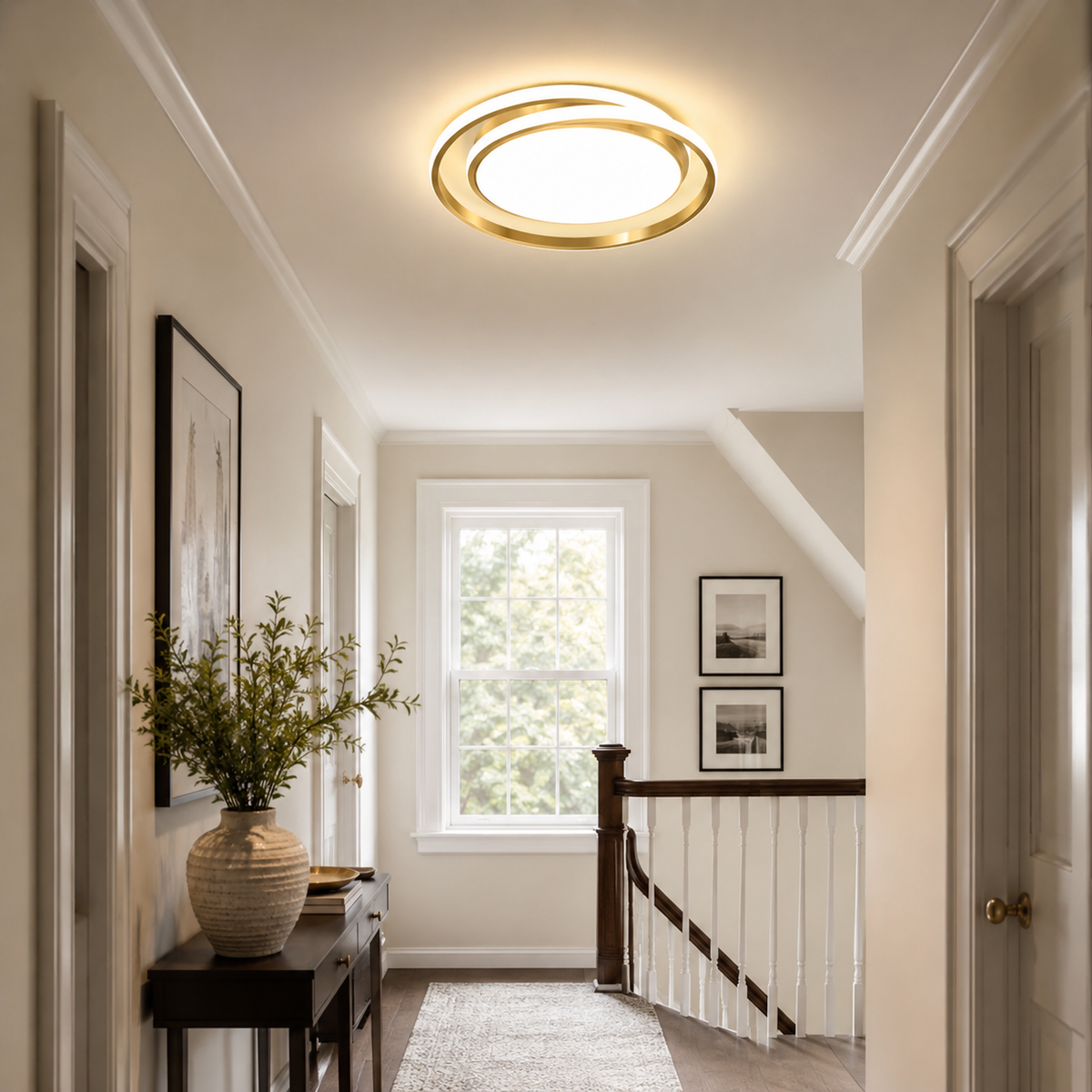 Round LED ceiling light in a living room