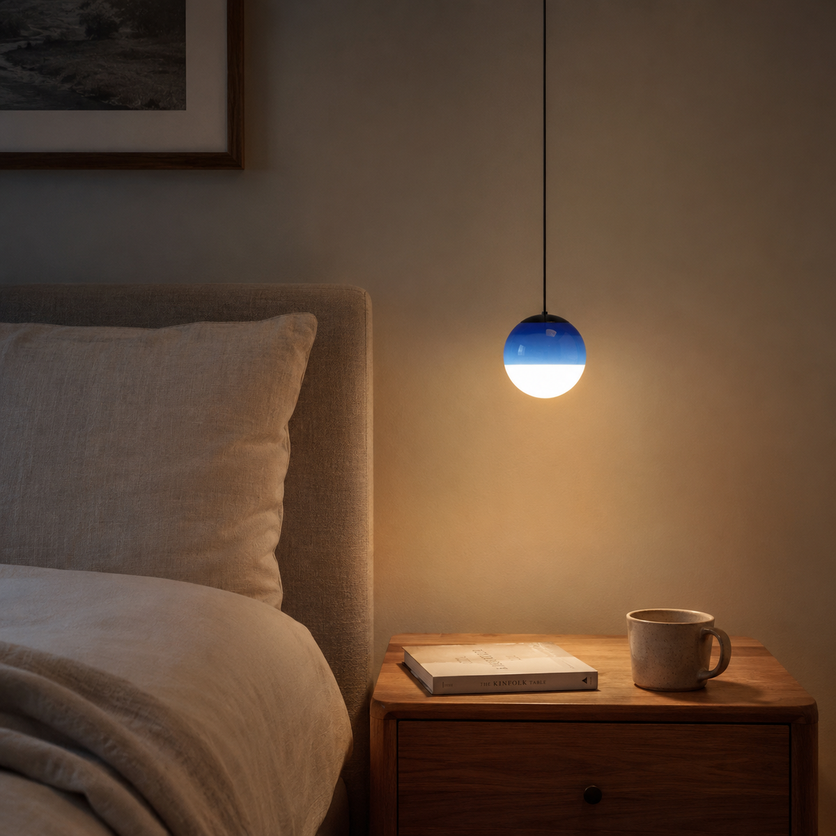 Gradient glass pendant light detail