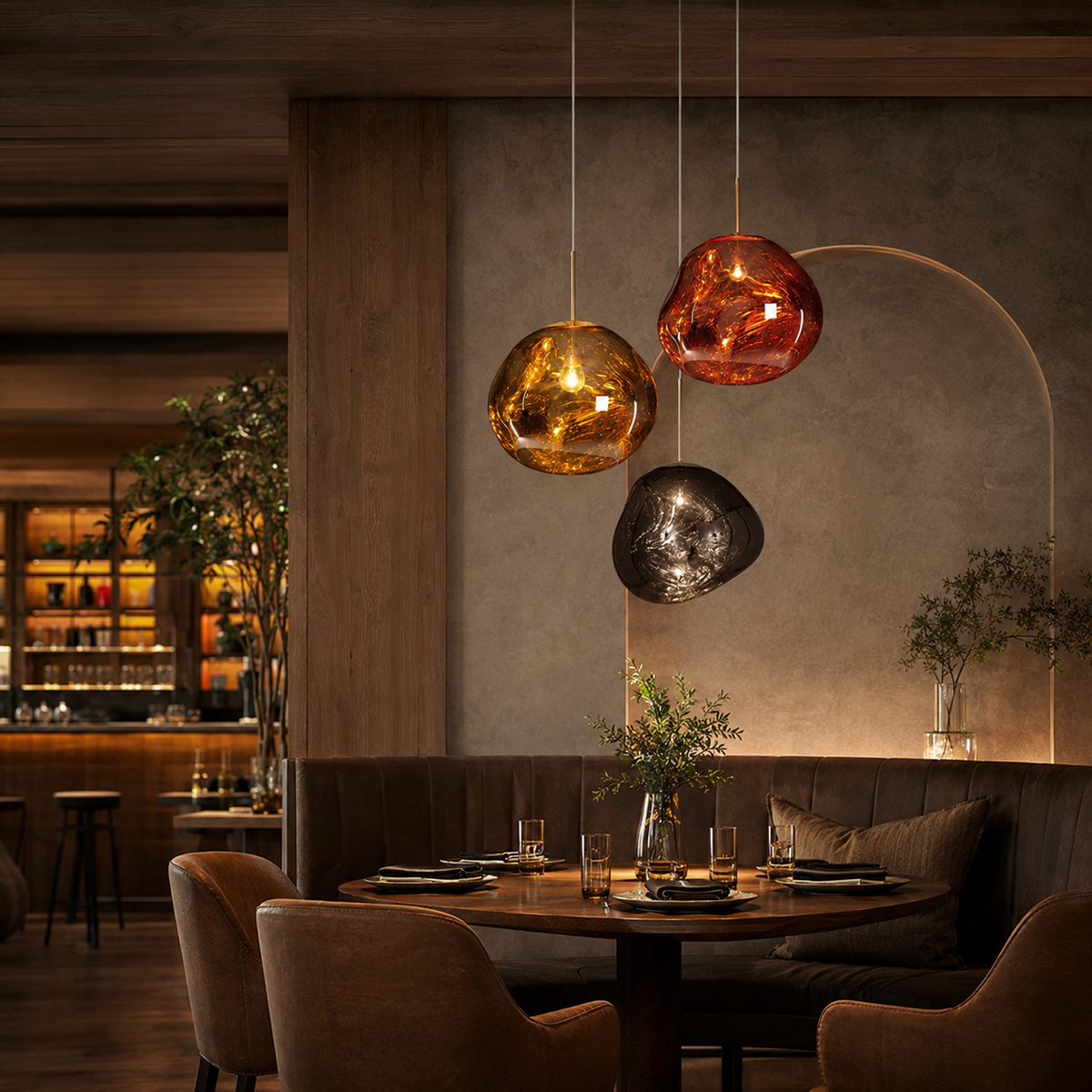 Melt pendant light in a living room