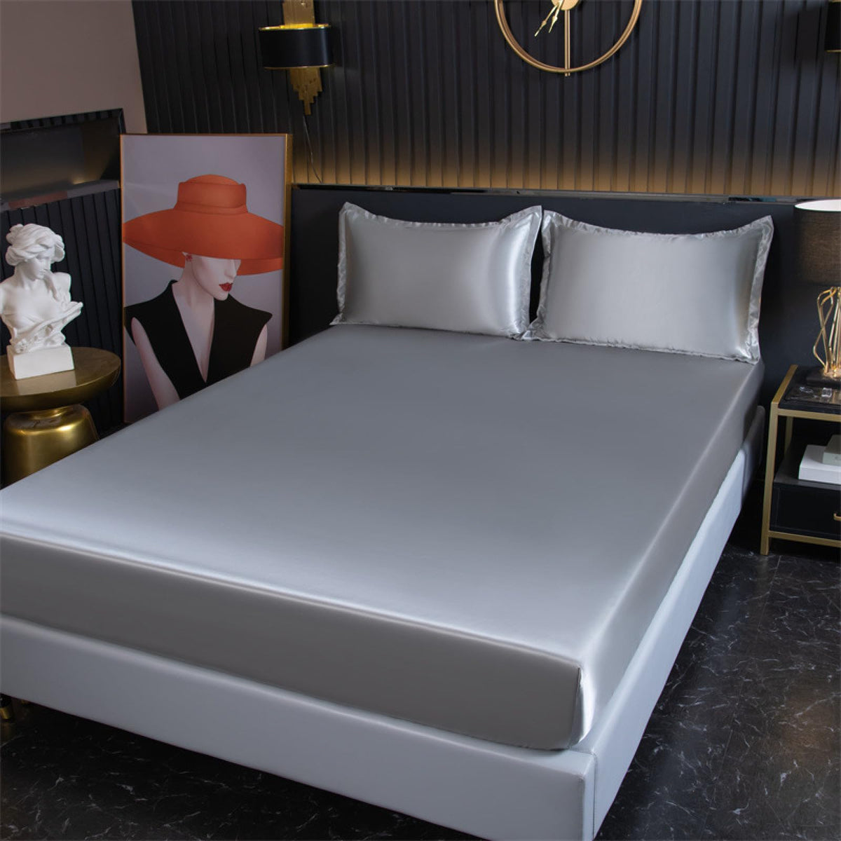 Grey bamboo fitted sheet