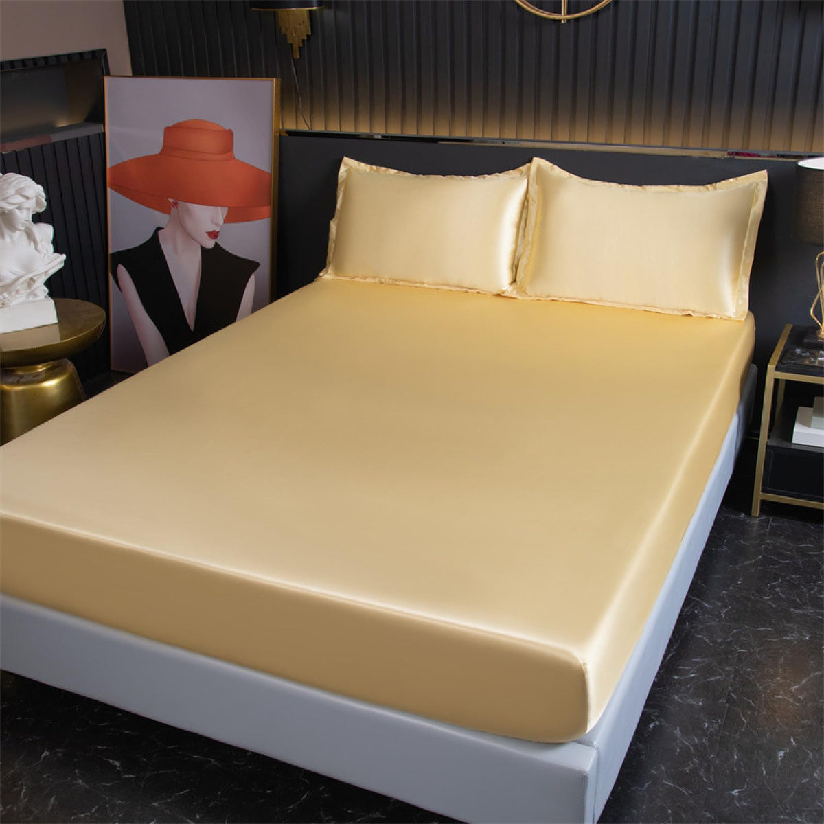 Yellow bamboo fitted sheet