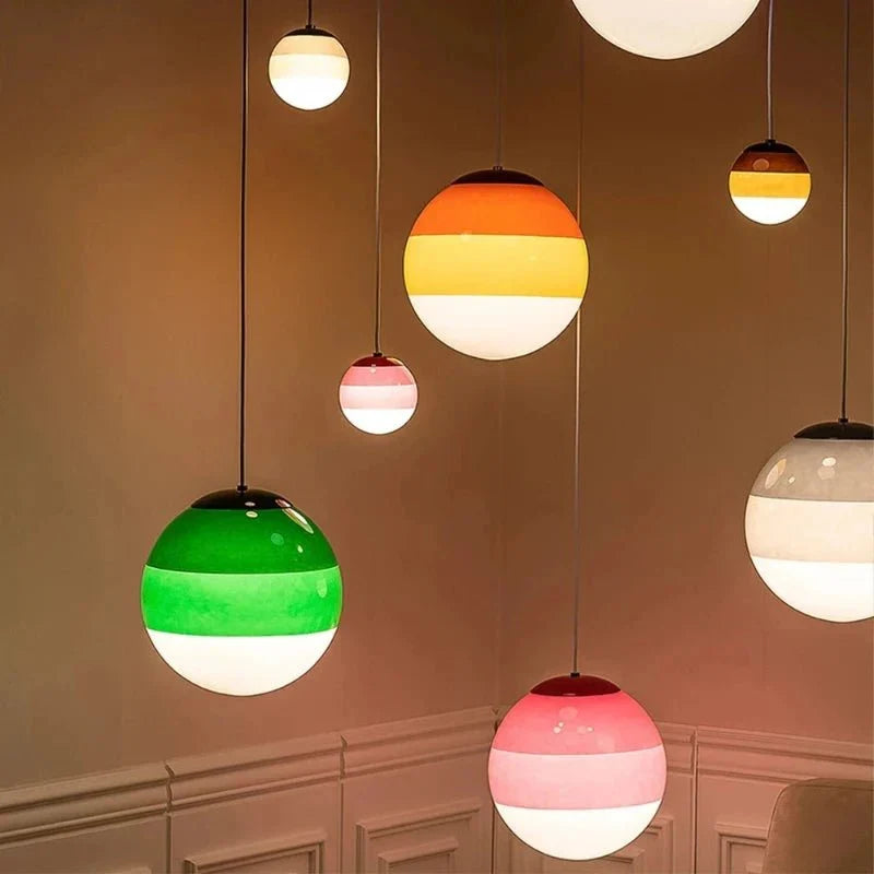Ombré glass pendant lights in assorted colours