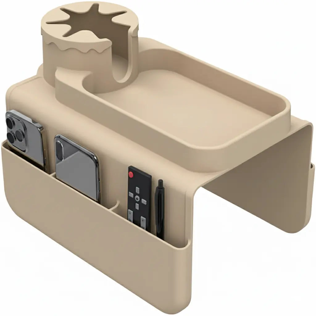 Beige silicone sofa armrest tray