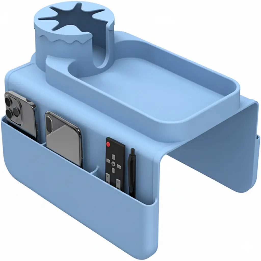Light blue silicone sofa armrest tray