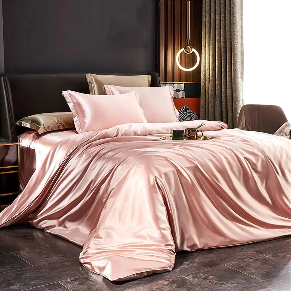 Pink mulberry silk bedding set