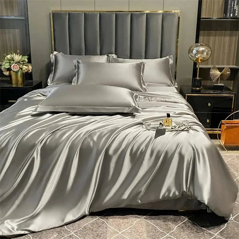 Silk bedding set folded