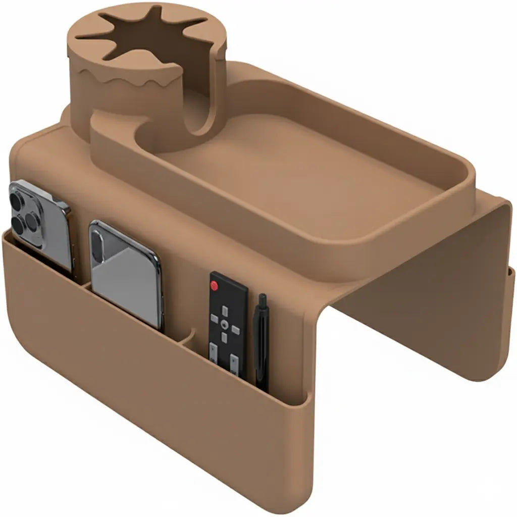 Coffee brown silicone sofa armrest tray