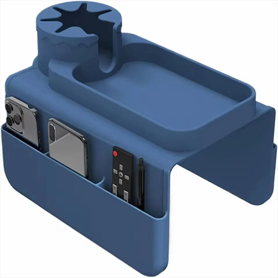 Dark blue silicone sofa armrest tray
