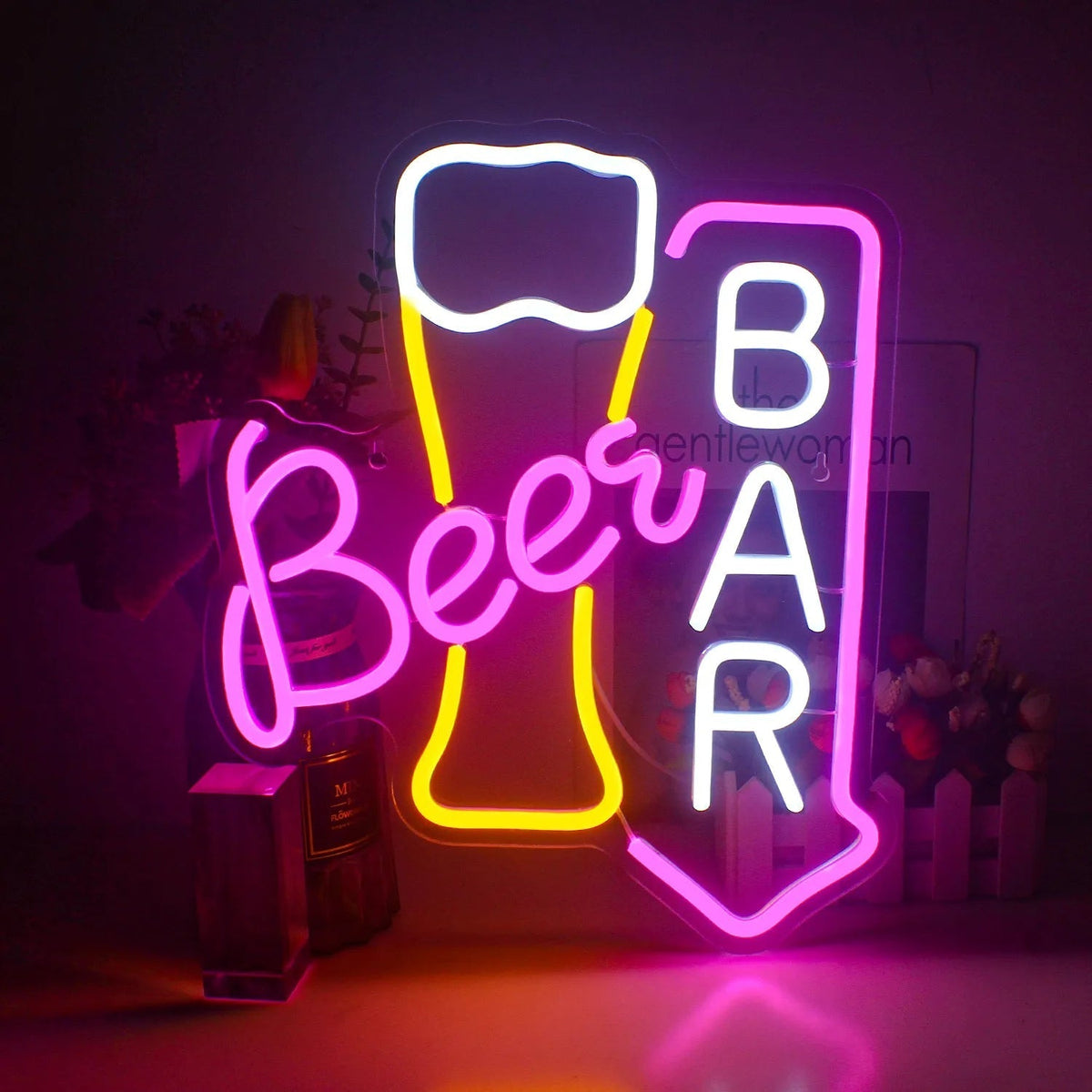 Beer + Bar 32 × 38 cm LED neon sign