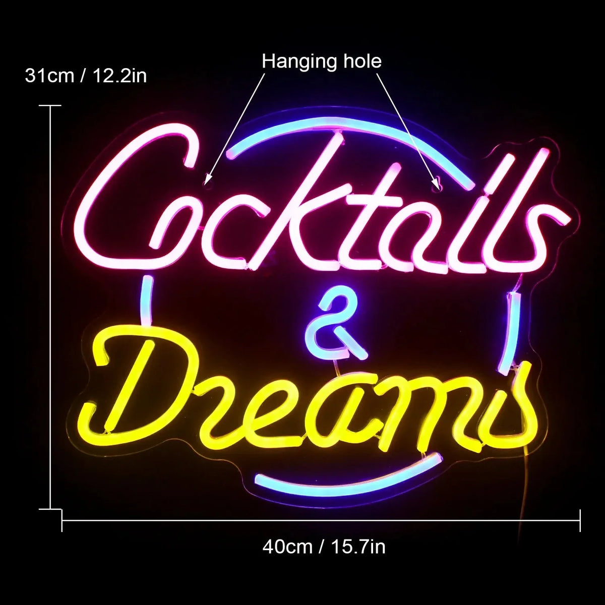 Neon sign detail with soft LED glow