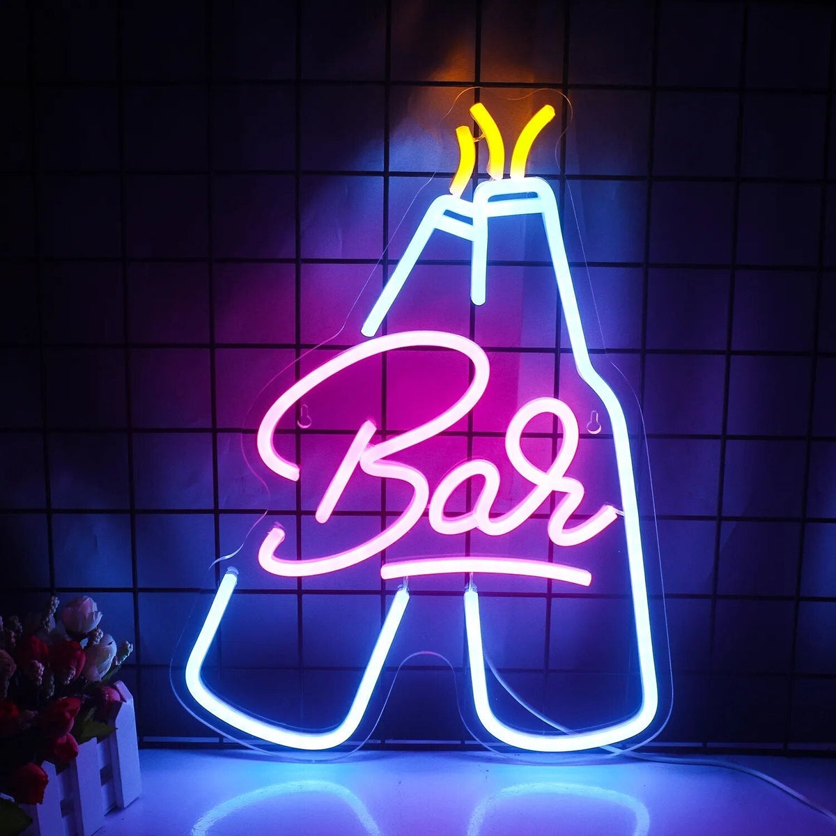 Bar + Bottles 30 × 40 cm LED neon sign