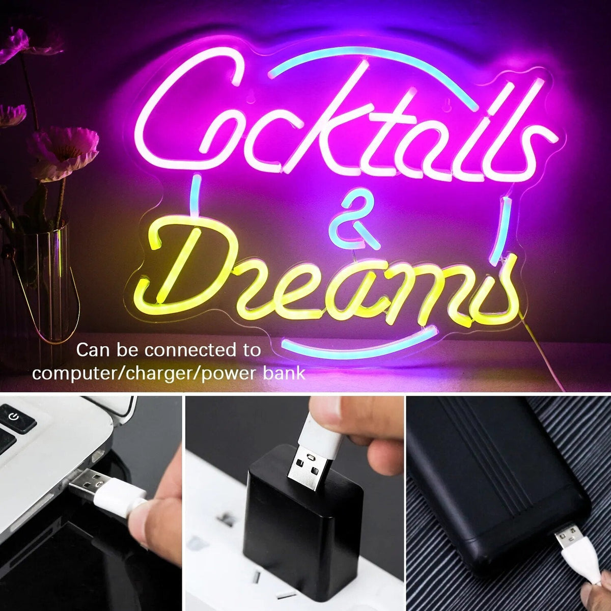 LED neon sign on a party wall