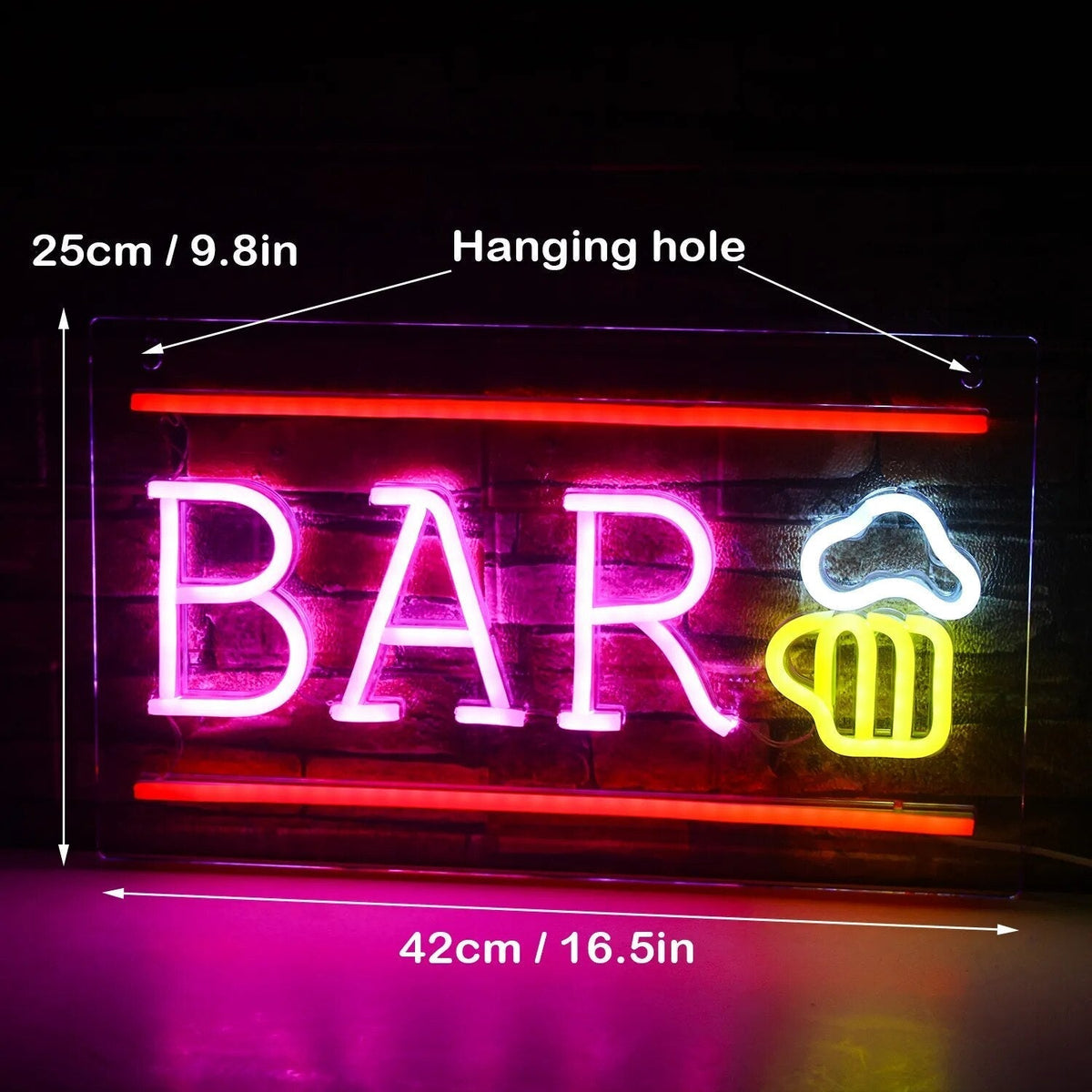 Pink Bar 42 × 25 cm LED neon sign